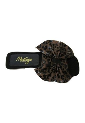 Sandalias Animal Print Con Moño Punta Cuadrada