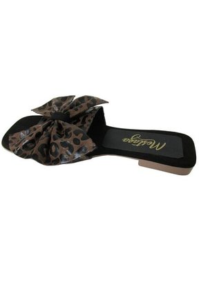 Sandalias Animal Print Con Moño Punta Cuadrada