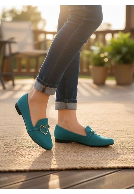 Mocasines Turquesa Con Corazon