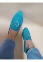 Mocasines Turquesa Con Corazon de Mostaza