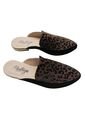 Zueco Negro Nobuck Con Animal Print de Mostaza
