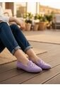 Mocasines Lila Con Hebilla de Mostaza
