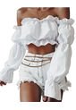 Blusa Sencilla Corta De Moda Para Dama de Mostaza