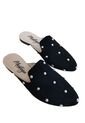 Zuecos Negros Con Taches Plata de Mostaza