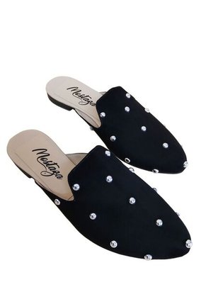 Zuecos Negros Con Taches Plata