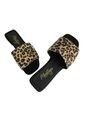 Sandalias Animal Print Tipo Cuero Punta Cuadrada de Mostaza