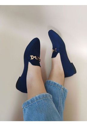 Zapatos Azul Imperial Con Hebilla