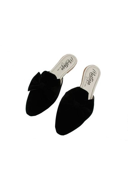 Zuecos - Mules - Negros Con Moño En Nobuck