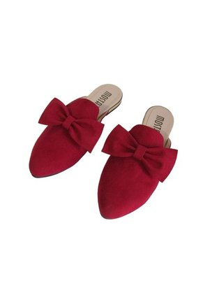 Zueco Elegante Rojo Vino Con Moño Mitad