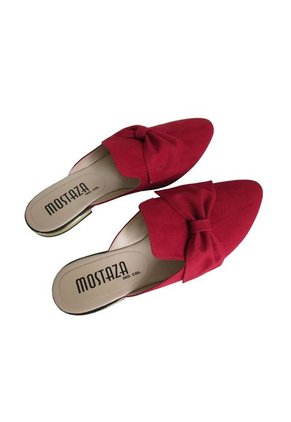 Zueco Elegante Rojo Vino Con Moño Al Lado