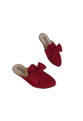 Zueco Elegante Rojo Vino Con Moño Mitad