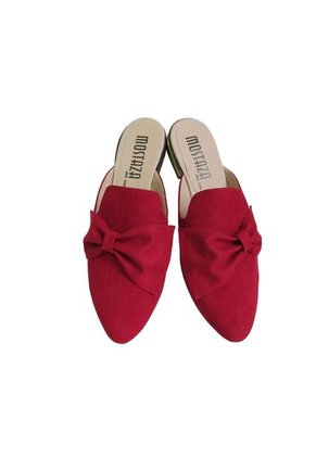 Zueco Elegante Rojo Vino Con Moño Al Lado