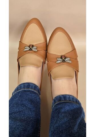 Mocasines Caramelo Suave Con Libélula Mostaza