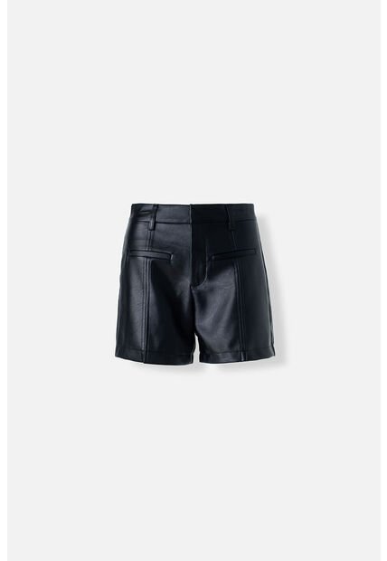 Short De Movies Negro Tipo Cuero Para Mujer 8