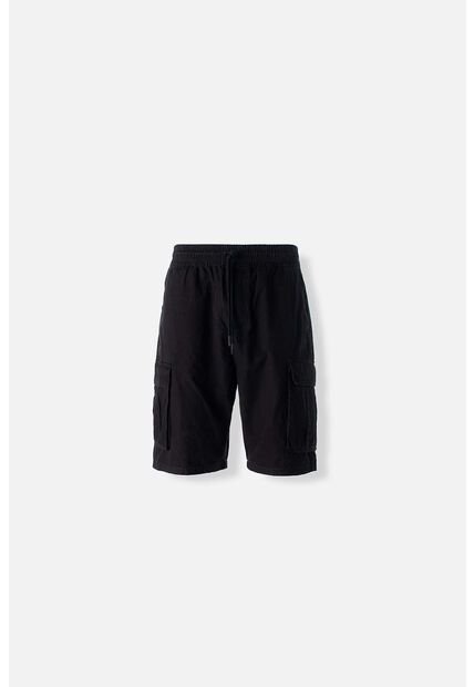 Bermuda De Movies Negra Con Bolsillos Tipo Cargo Para Hombre