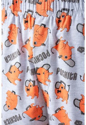 Pijama De Pochita Pantalón Corto Gris Para Hombre M