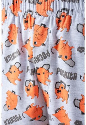 Pijama De Pochita Pantalón Corto Gris Para Hombre