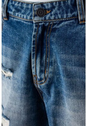 Short De Movies En Denim Tono Medio Con Rotos Para Mujer 6