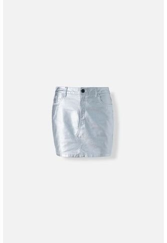 Falda De Movies Plateada Corta Para Mujer 10 MOVIES