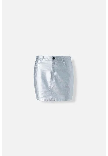 Falda De Movies Plateada Corta Para Mujer 10