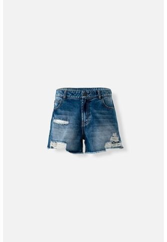 Short De Movies En Denim Tono Medio Con Rotos Para Mujer 8 MOVIES