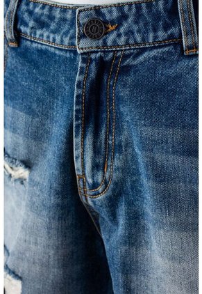 Short De Movies En Denim Tono Medio Con Rotos Para Mujer 10