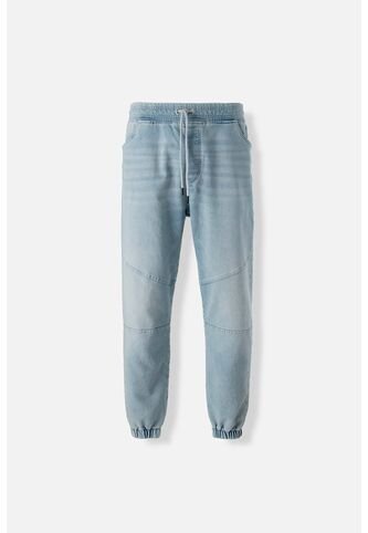 Jogger De Movies En Denim Tono Medio Con Elástico En Cintura Para Hombre 34 MOVIES