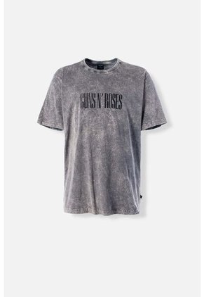 Camiseta De Guns And Roses Manga Corta Gris Lavado Para Hombre XS