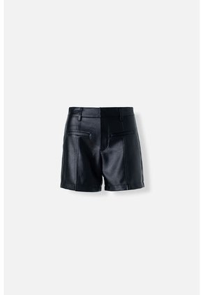 Short De Movies Negro Tipo Cuero Para Mujer 10