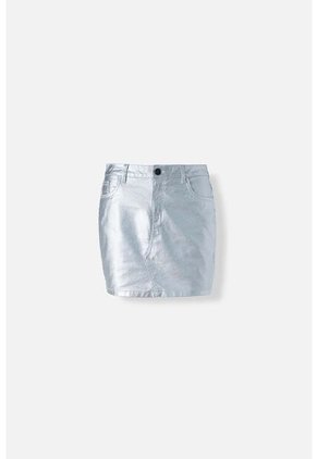 Falda De Movies Plateada Corta Para Mujer 6