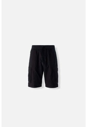 Bermuda De Movies Negra Con Bolsillos Tipo Cargo Para Hombre 30