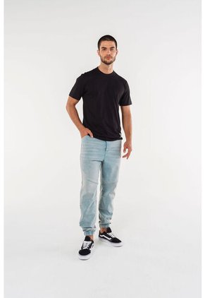 Jogger De Movies En Denim Tono Medio Con Elástico En Cintura Para Hombre 34