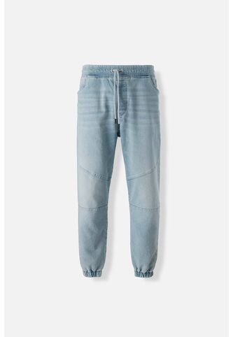 Jogger De Movies En Denim Tono Medio Con Elástico En Cintura Para Hombre 34 MOVIES