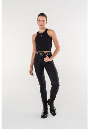 Pantalón De Movies Negro Efecto Cuero Para Mujer 6