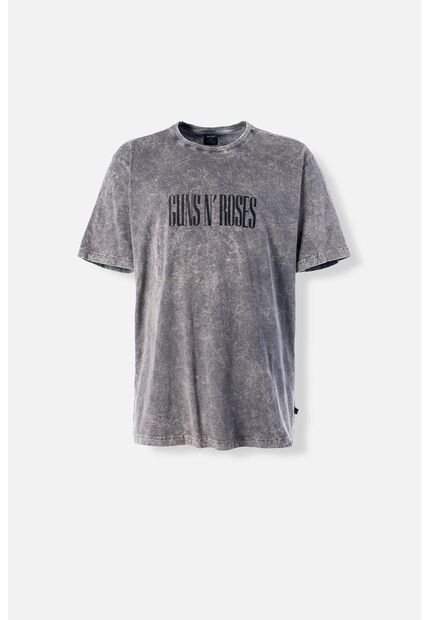 Camiseta De Guns And Roses Manga Corta Gris Lavado Para Hombre XL