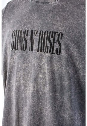 Camiseta De Guns And Roses Manga Corta Gris Lavado Para Hombre XL