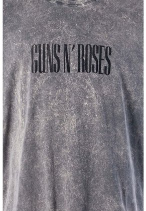 Camiseta De Guns And Roses Manga Corta Gris Lavado Para Hombre XL