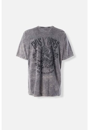 Camiseta De Guns And Roses Manga Corta Gris Lavado Para Hombre XL