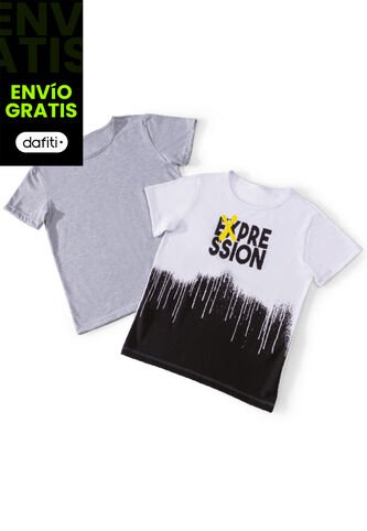 Camiseta Paq X2 Infantil Masculino Multicolor Mp 7064 MP