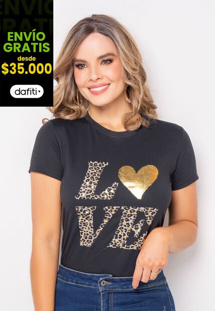 Camiseta Mujer Negro Mp 108348