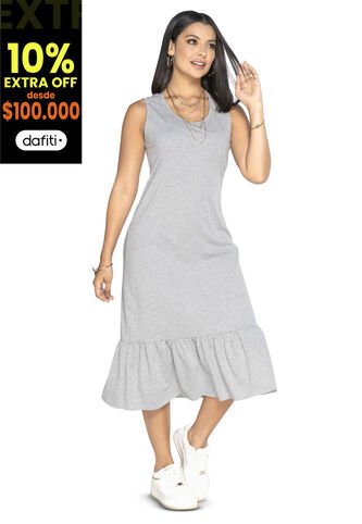 Vestido Largo Mujer Gris Jaspe Mp 3766 MP