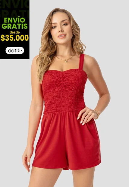 Enterizo Corto Mujer Rojo Mp 107539