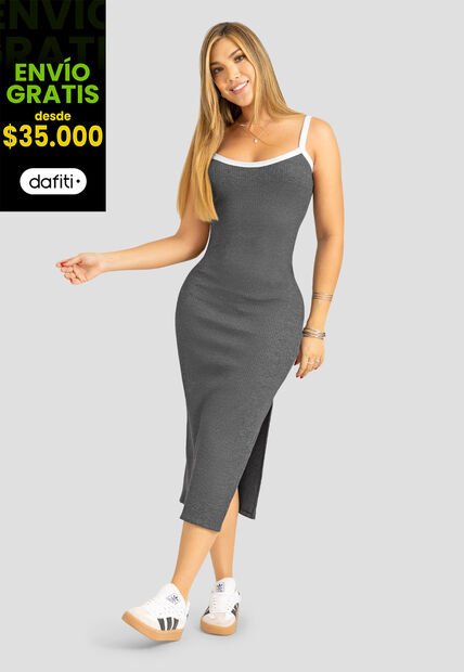 Vestido Largo Mujer Negro Cross Mp 104445