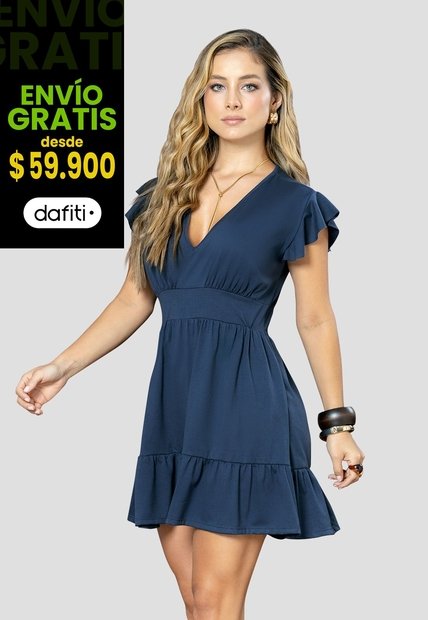 Vestido Corto Mujer Azul Profundo Mp 106435