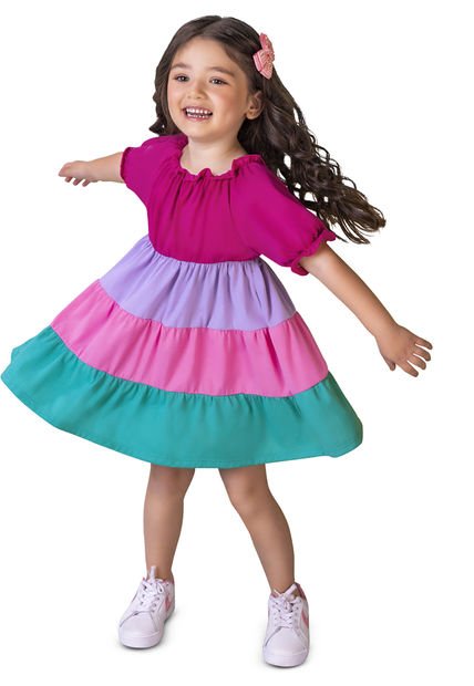 Vestido Infantil Fucsia Mp 92844