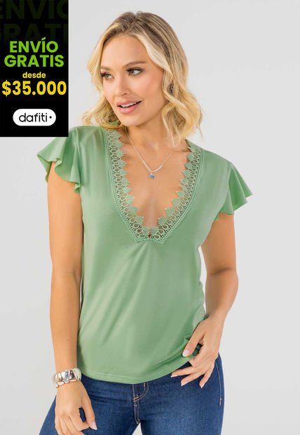 Blusa Mujer Verde Mp 102288
