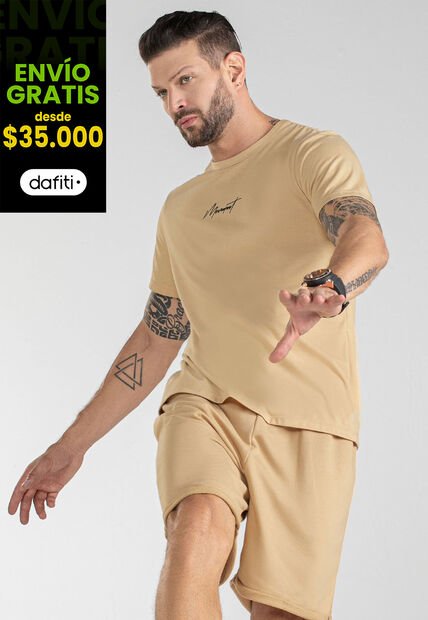 Camiseta Hombre Beige Mp 100495