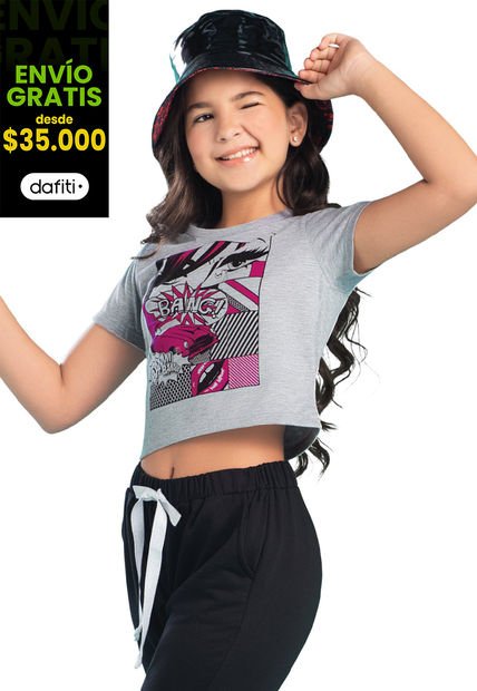 Blusa Infantil Femenino Gris Jaspe Marketing Personal