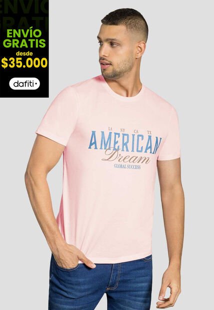 Camiseta Hombre Rosa Mp 111913