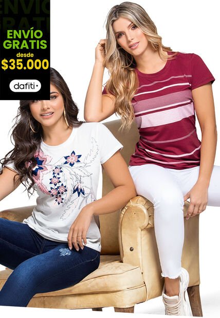 Camiseta Paq X2 Mujer Multicolor Mp 76585